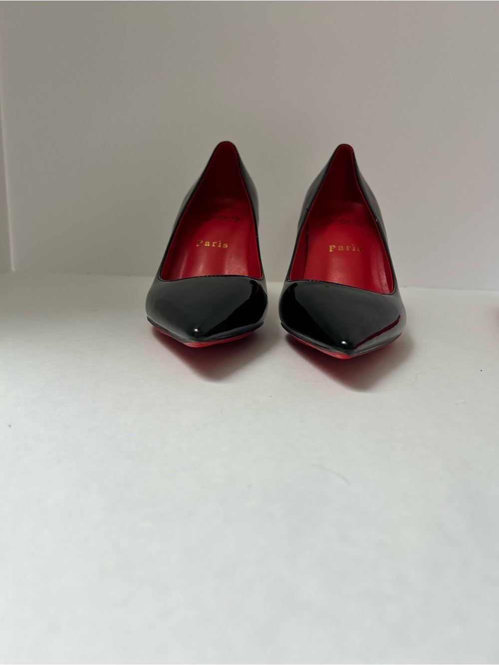 Classic Black Patent Stiletto Pumps with Red Soles - Picture 7 of 7